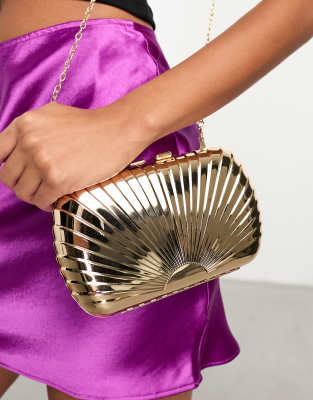 True Decadence structured metal clutch bag with texture in gold - ASOS Price Checker