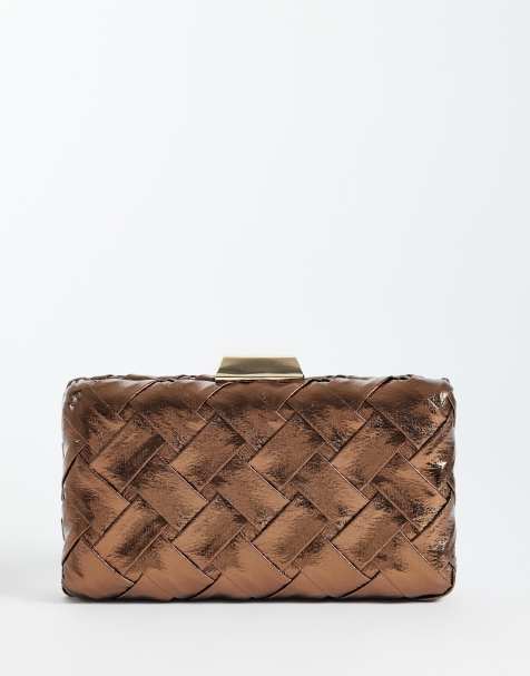 True Decadence – Strukturierte Clutch in Flechtoptik in Schokobraun - view 1