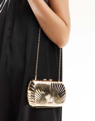 True Decadence - Strukturierte Metall-Clutch in Gold-Goldfarben