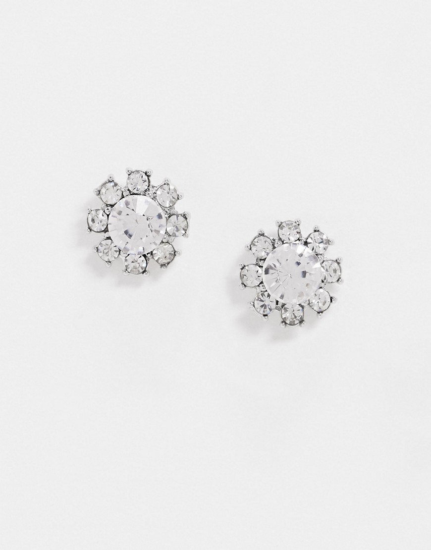 True Decadence stud earrings in crystal flower-Silver