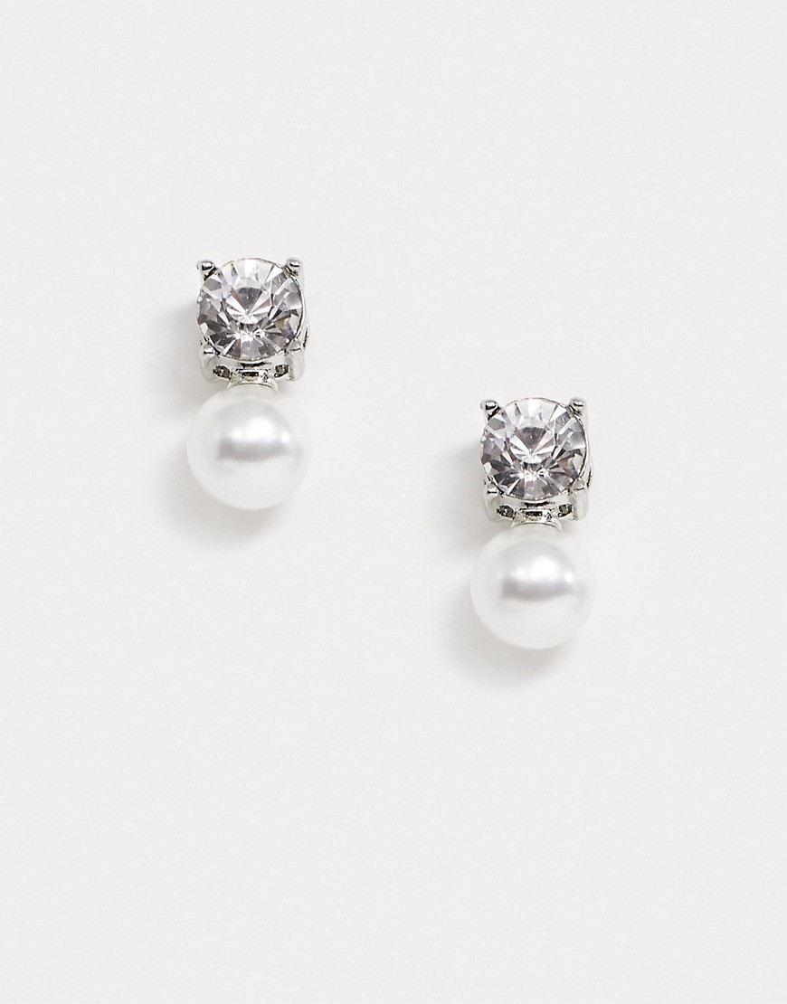 True Decadence stud earrings in pearl and crystal-Silver