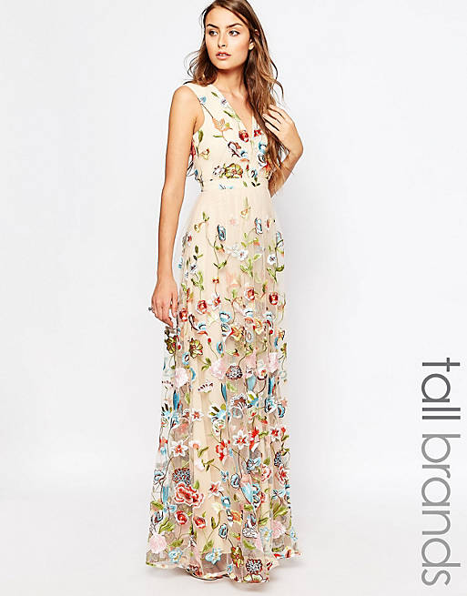 True Decadence Tall Allover Embroidered Floral Maxi Dress | ASOS