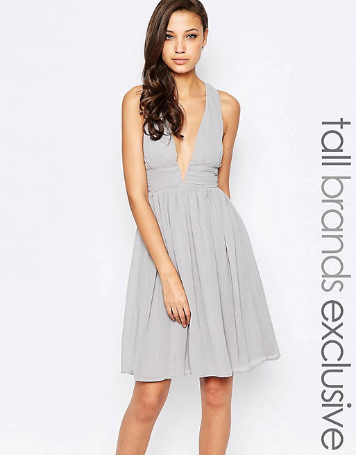 True Decadence Tall Midi Plunge Front Open Back Prom Dress | ASOS