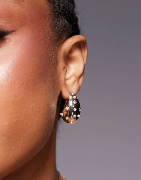 True Decadence teardrop embellished stud earrings in gold - view 1