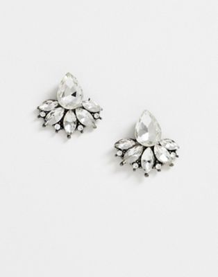 True Decadence teardrop stud earrings in crystal-Silver