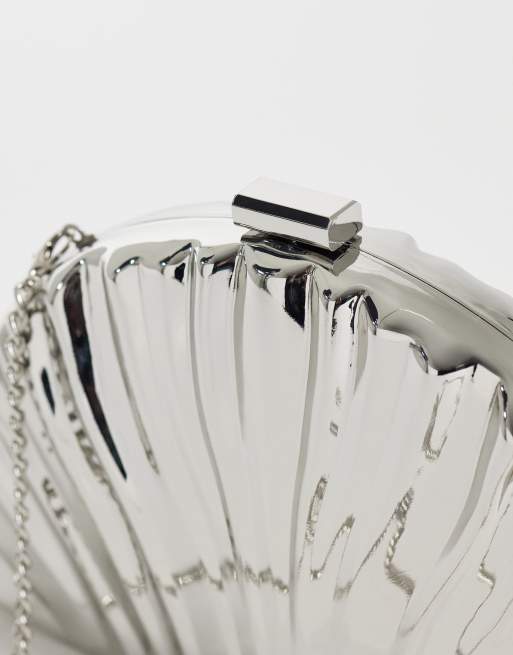 True Decadence textured hard clutch bag in silver, 3 of 4