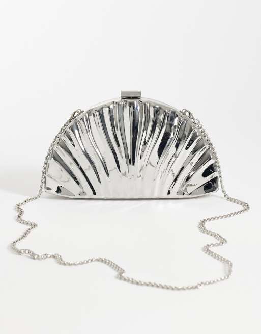 True Decadence textured hard clutch bag in silver, 4 of 4