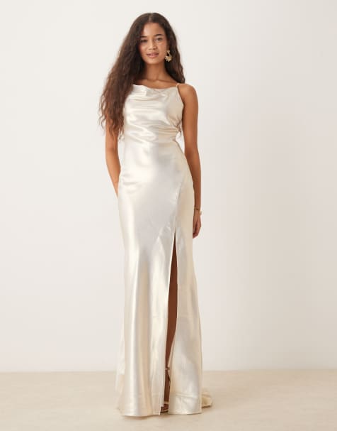 True Decadence Tie back midi dress in white metallic