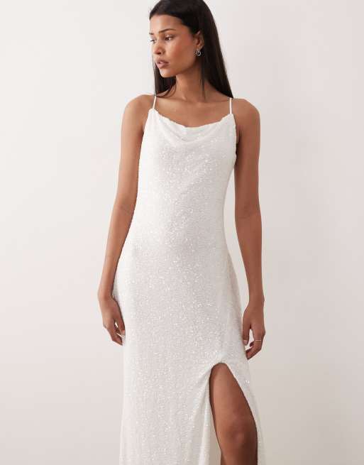 True Decadence Tie back midi dress in white sequin | ASOS