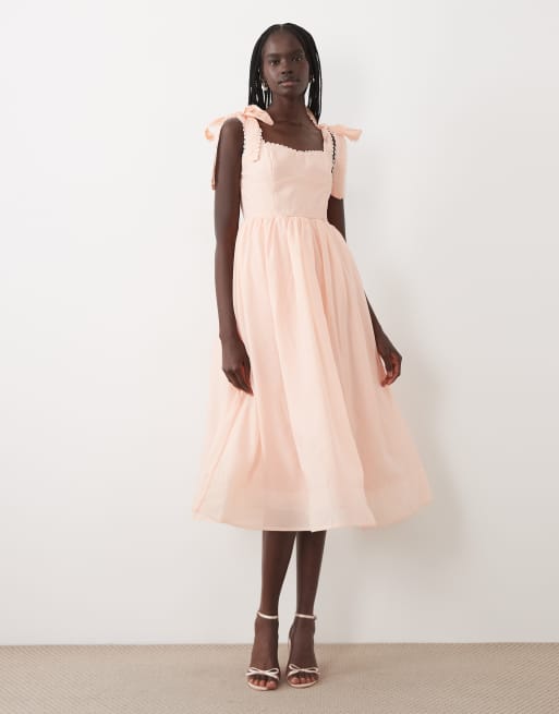 True Decadence Tie-strap midi-dress in dusty peach, 2 of 4