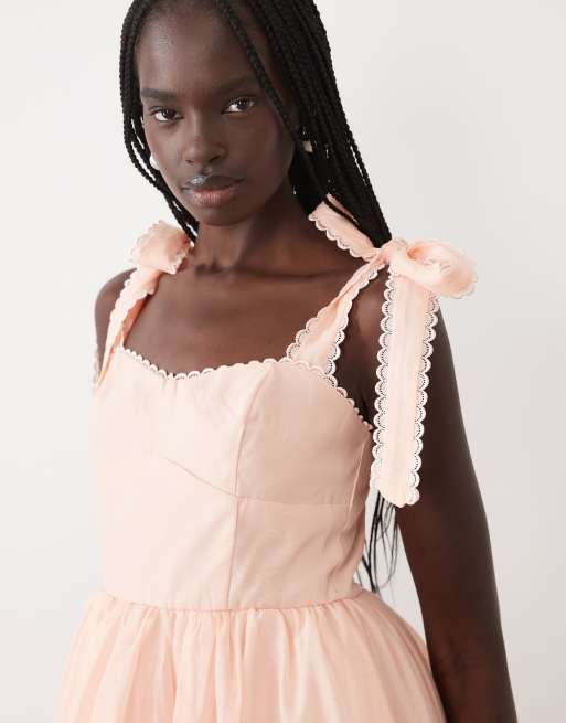 True Decadence Tie-strap midi-dress in dusty peach, 4 of 4