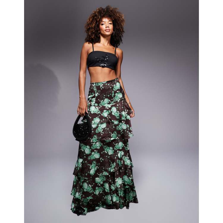 【COLOR iN ID】Rose unbalanced tiered skirt Women's Long Tiered Floral Skirt | SALE | Lee® | Shipping to