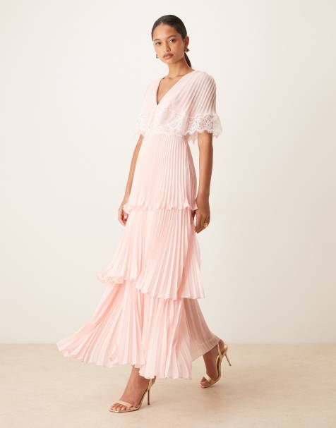 True Decadence Tiered pleated maxi dress in dusty pink - view 1