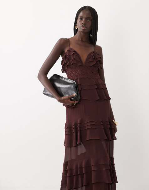 asos design tiered ruffle maxi dress Dresses | Layered Maxi Asos curve Waist Size:S  (30-32