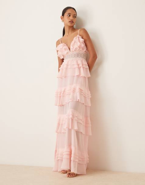 True Decadence Tiered ruffle maxi dress in dusty pink - view 1