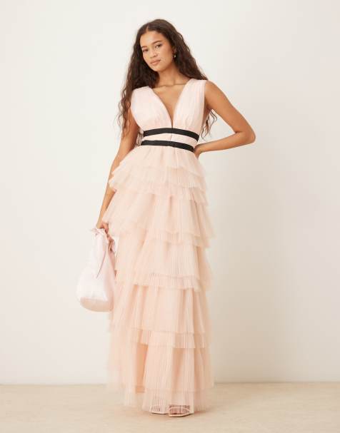 True Decadence Tulle maxi dress in peach