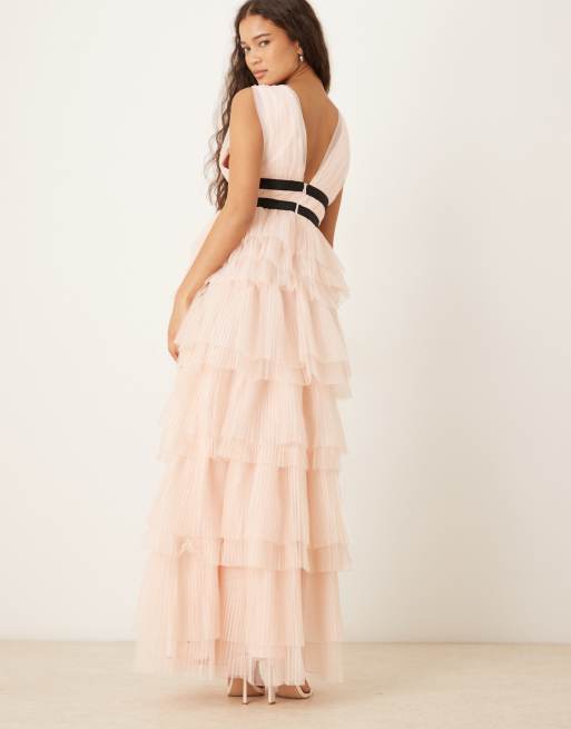 True Decadence Tulle maxi dress in peach, 4 of 4