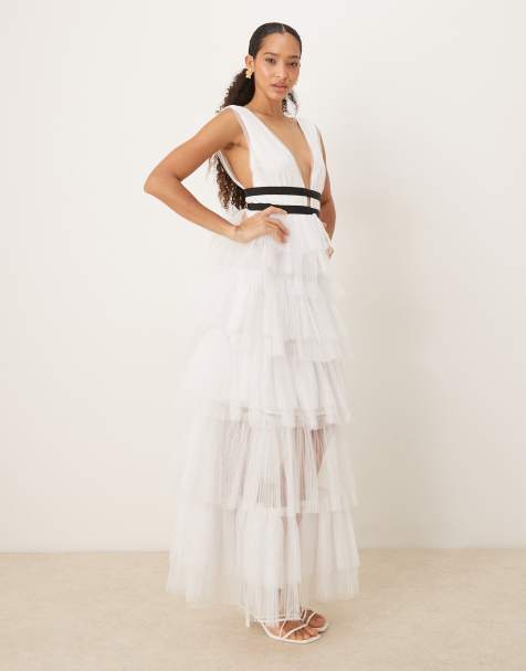 True Decadence Tulle maxi dress in white