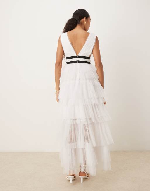 True Decadence Tulle maxi dress in white, 3 of 4