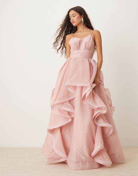 True Decadence V neck maxi dresses in dusty rose