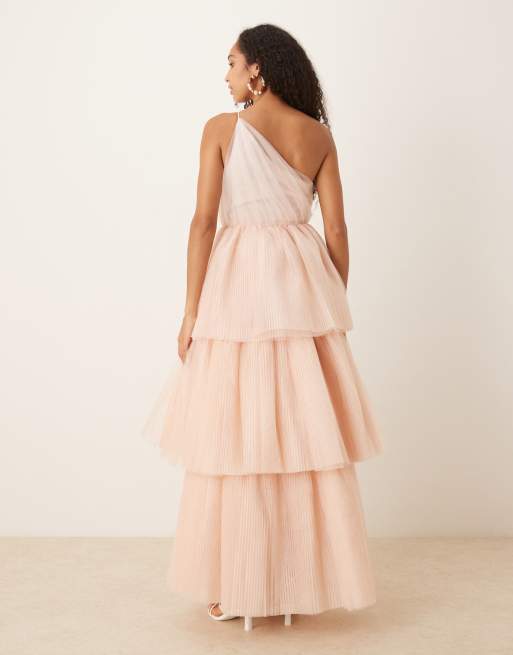 True Decadence V neck maxi dresses in peach, 3 of 4