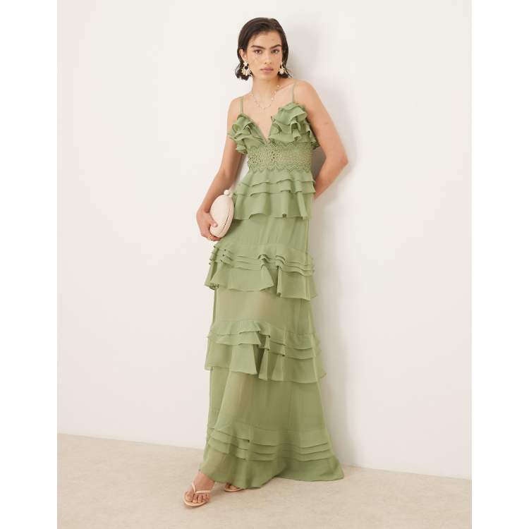 True Decadence V neck maxi dresses in sage green | ASOS