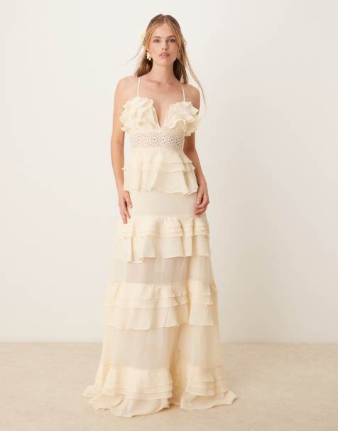 True Decadence V neck midi dress in soft yellow - view 1