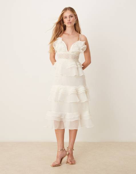 True Decadence V neck midi dress in soft yellow