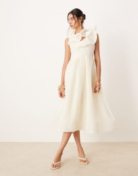 True Decadence V neck midi dress in soft yellow