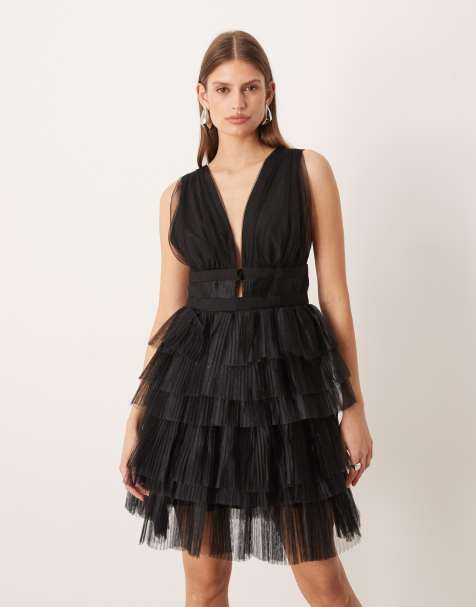 True Decadence V neck mini dress in black