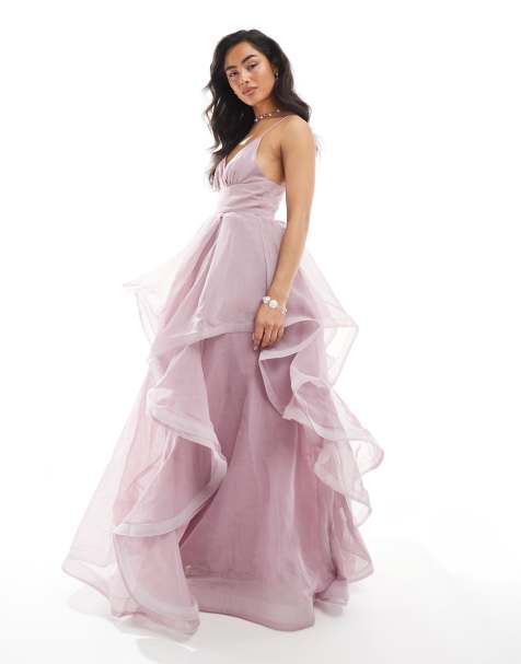 True Decadence V-neck ruffle skirt maxi dress in lilac