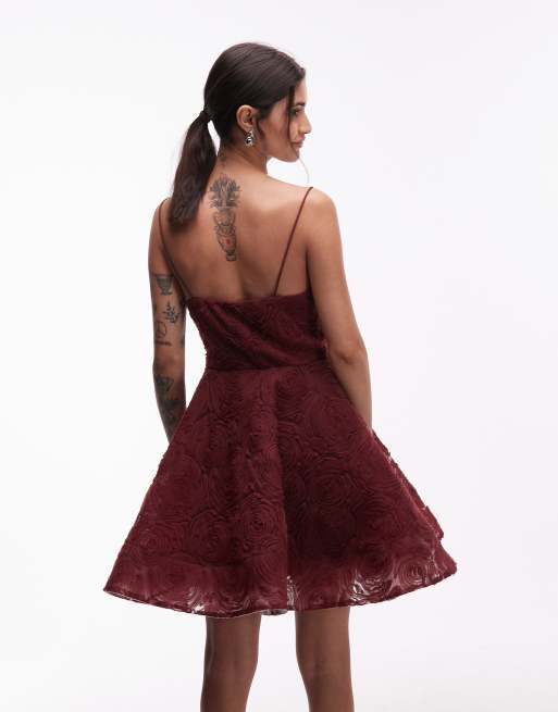 True Decadence V neck sleeveless mini dress in burgundy, 4 of 4