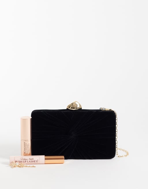 True Decadence velvet twist clutch bag in black, 2 of 4