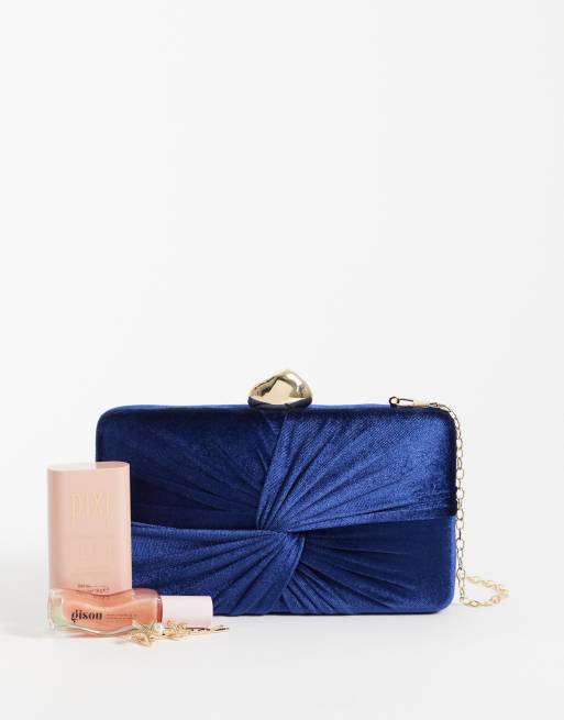 True Decadence velvet twist clutch bag in midnight blue, 2 of 4