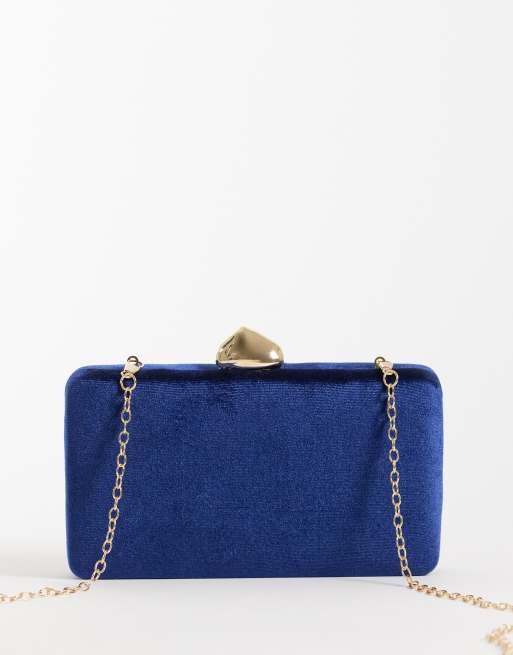 True Decadence velvet twist clutch bag in midnight blue, 4 of 4