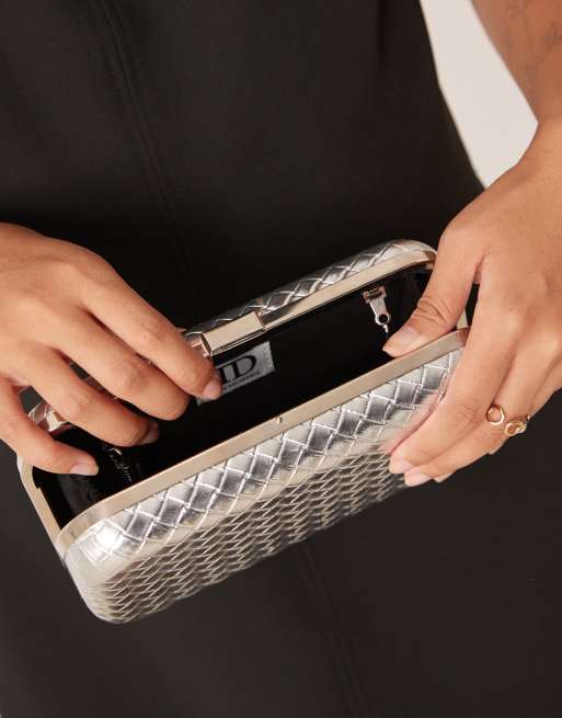 True Decadence woven clutch bag in silver, 3 of 4