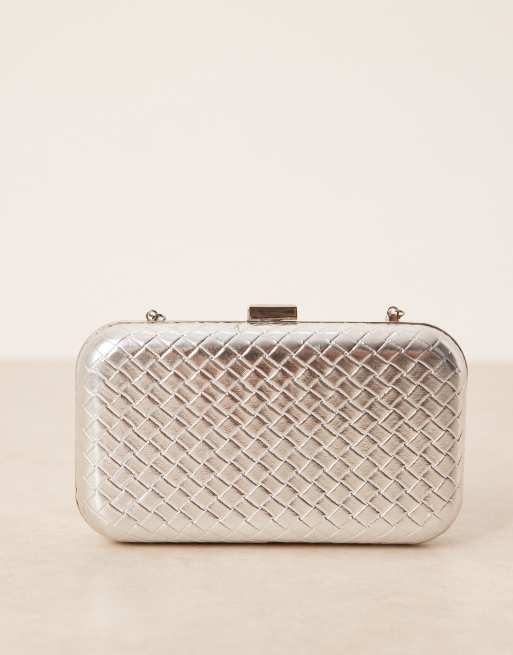True Decadence woven clutch bag in silver, 4 of 4