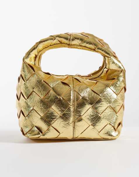 True Decadence woven detail grab bag in gold - view 1