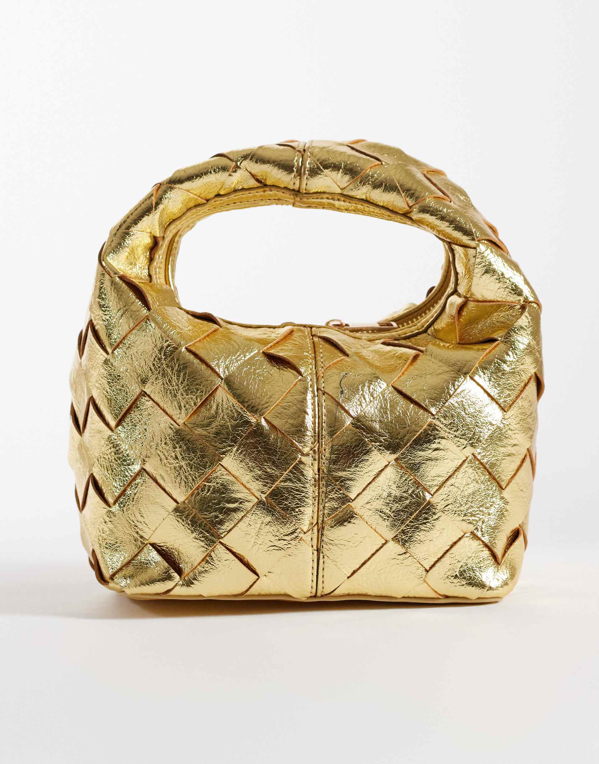 true decadence woven detail grab bag in gold