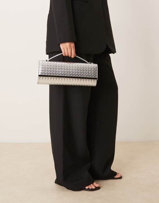 True Decadence woven detailing elongated clutch purse in silver , 2 of 4