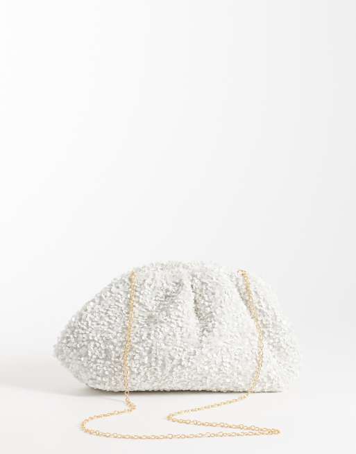True Decadence - Zachte clutch met lovertjes in crème, 4 van 4