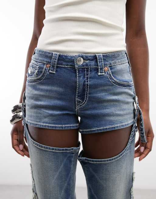 True Religion – Abnehmbare Western-Jeans-Chaps in mittelblauer Waschung, 4 von 5