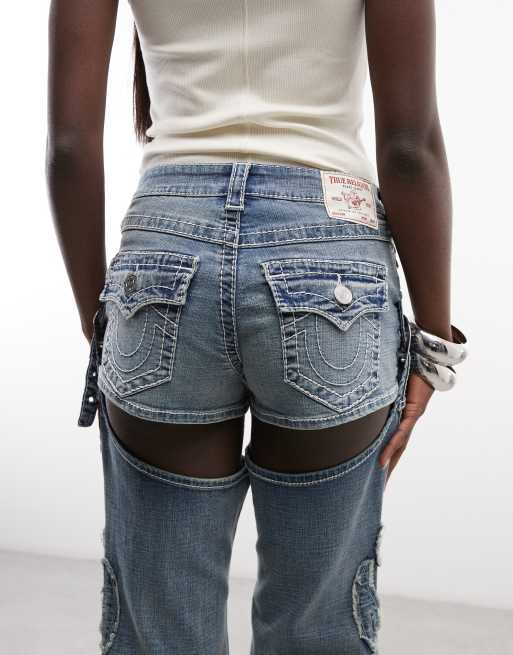 True Religion – Abnehmbare Western-Jeans-Chaps in mittelblauer Waschung, 5 von 5