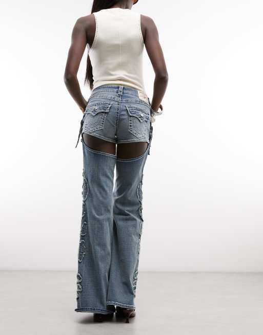 True Religion - Afneembare denim western chaps in medium wassing blauw, 3 van 5