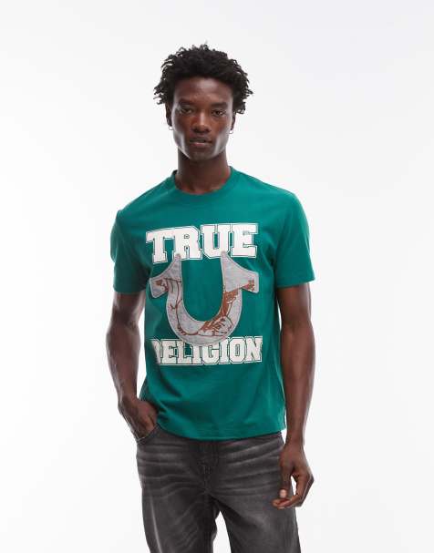 True Religion applique logo detail t-shirt in green - view 1
