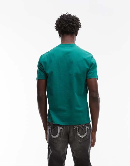 True Religion applique logo detail t-shirt in green, 3 of 5
