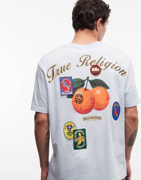 True Religion – Babyblå t-shirt med fruktträdstryck - view 1