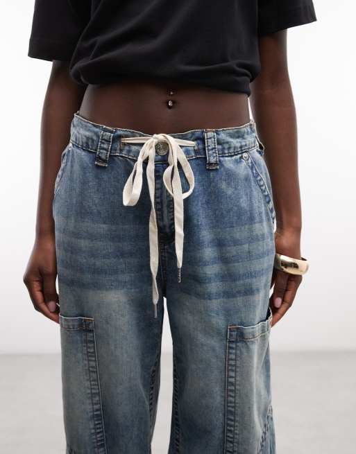 True Religion baggy denimjeans i mellemvask blå, 4 af 5
