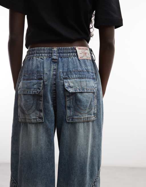 True Religion baggy denimjeans i mellemvask blå, 5 af 5