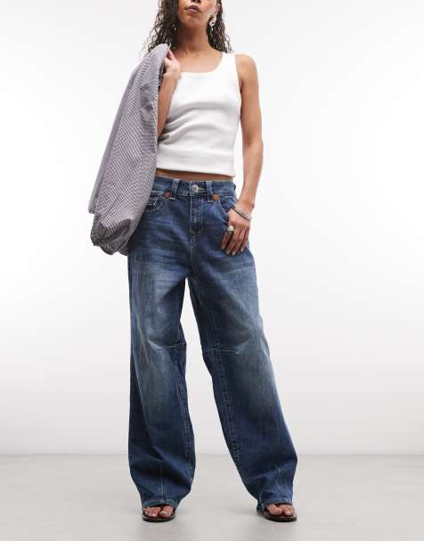 True Religion - Bailey - Jean bouffant - Bleu foncé délavé - view 1